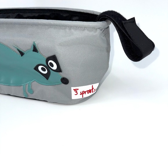 3 Sprouts Gray and Green Raccoon Stroller Organizer - Picture 3 of 6